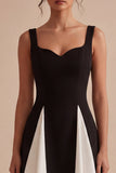 Thick Straps A Line Black and White Short Cocktail Dress