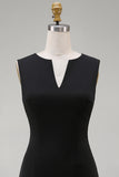 Simple Black Tight V Neck Cocktail Dress with Pleats