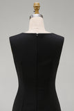 Simple Black Tight V Neck Cocktail Dress with Pleats