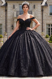 Ball Gown Black Corset Off the Shoulder Quinceanera Dress