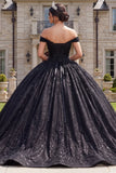 Ball Gown Black Corset Off the Shoulder Quinceanera Dress