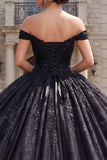 Ball Gown Black Corset Off the Shoulder Quinceanera Dress