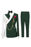 2 Piece Peak Lapel Black Double Breasted Men's Prom Suits