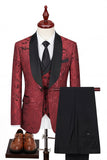 3 Piece Blue Shawl Lapel One Button Men's Wedding Suits