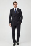Peak Lapel 2 Piece Black Double Breasted Men's Prom Suits