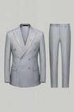 Peak Lapel 2 Piece Black Double Breasted Men's Prom Suits