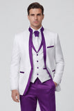 3 Piece Royal Blue One Button Printed Men's Prom Suits