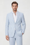 Notch Lapel Light Blue Single Breasted Men's Jacket