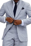 Peak Lapel Single Breasted Light Blue 2 Piece Men's Party Suits