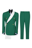 Blue 2 Piece Notch Lapel Double Breasted Men's Prom Suits