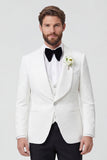 Black Shawl Lapel 3 Piece One Button Men's Wedding Suits