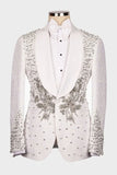 2 Piece Black Shawl Lapel One Button Beaded Men's Wedding Suits