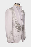 2 Piece Black Shawl Lapel One Button Beaded Men's Wedding Suits