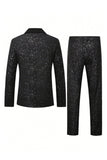 2 Piece Black One Button Shawl Lapel Glitter Men's Suits