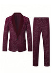 2 Piece Black One Button Shawl Lapel Glitter Men's Suits