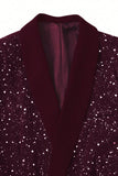 2 Piece Black One Button Shawl Lapel Glitter Men's Suits