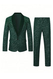 2 Piece Black One Button Shawl Lapel Glitter Men's Suits