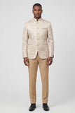 2 Piece Gold Single Breasted Printed Men's Suits