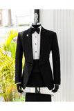 2 Piece Shawl Lapel Blue One Button Men's Formal Suits with Beading