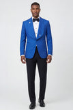 2 Piece Shawl Lapel Blue One Button Men's Formal Suits with Beading