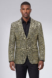 Sparkly Gold Notch Lapel Single Breasted Beaded Men's Jacket