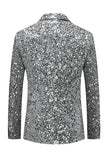 Sparkly Gold Notch Lapel Single Breasted Beaded Men's Jacket