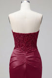Satin Burgundy Sweetheart Ruched Bodycon Mini Homecoming Dress with Sequins