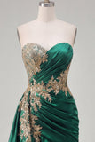 Dark Green Satin Bodycon Sweetheart Ruched Sequins Homecoming Dress with Sash