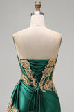 Dark Green Satin Sweetheart Ruched Sequins Sheer Corset Homecoming Dress with Sash