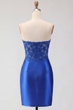 Red Satin Sweetheart Beaded Sheer Corset Homecoming Dress