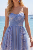 Sparkly Grey Blue Ruched Short Corset Homecoming Dress with Lace