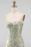 Sweetheart Pink Corset Bodycon Floral Homecoming Dress with Appliques