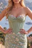 Sweetheart Pink Corset Bodycon Floral Homecoming Dress with Appliques