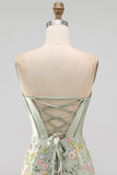 Sweetheart Pink Corset Bodycon Floral Homecoming Dress with Appliques