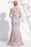 Dark Green Mermaid Bateau Neck 3D Floral Long Mother Of the Bride Dress