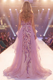 Sparkly Grey Purple Sweetheart Sequin Mermaid Long Pageant Dress with Slit