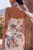 Ivory Sweetheart Mermaid Ruched Maxi Floral Wedding Guest Dress with Slit