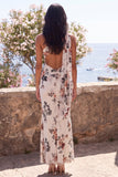 One Shoulder Ivory Mermaid Ruched Maxi Floral Wedding Guest Dress