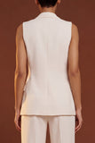 Ivory 2 Piece Shawl Lapel One Button Sleeveless Slim Fit Women Suits