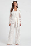 Notched Lapel 2 Piece Floral Ivory Women Suits