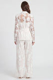 Notched Lapel 2 Piece Floral Ivory Women Suits