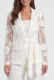 Notched Lapel 2 Piece Floral Ivory Women Suits