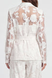 Notched Lapel 2 Piece Floral Ivory Women Suits
