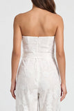 Notched Lapel 2 Piece Floral Ivory Women Suits
