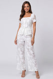 Square Neck 2 Piece Ivory Floral Women Suits