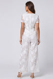 Square Neck 2 Piece Ivory Floral Women Suits