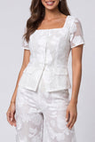 Square Neck 2 Piece Ivory Floral Women Suits
