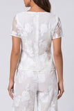 Square Neck 2 Piece Ivory Floral Women Suits