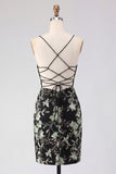 Pink Floral Corset Sequin Bodycon Homecoming Dress