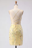 Pink Floral Corset Sequin Bodycon Homecoming Dress